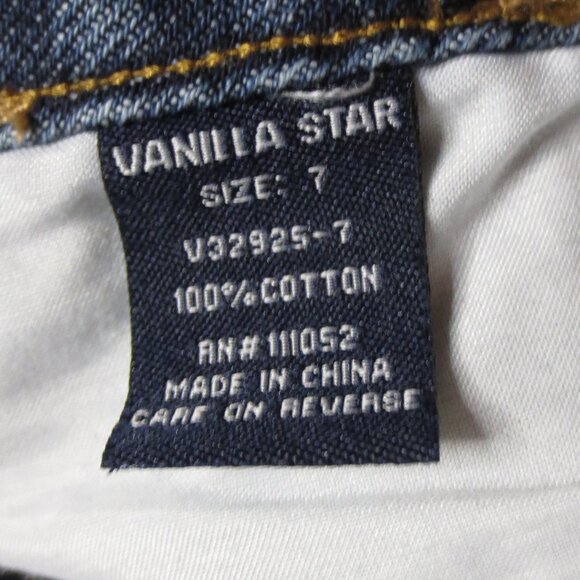 VANILLA STAR juniors SHORTS denim JEAN distressed FRAYED blue BUTTON-FLY SIZE 7 - Picture 6 of 8